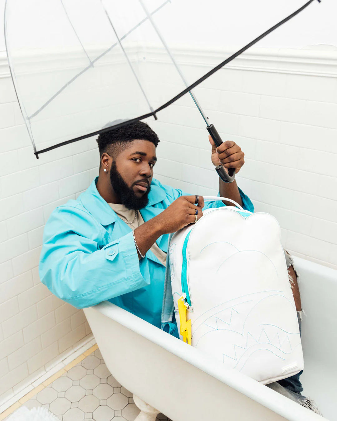 CLOUDY WITH A CHANCE OF SHARK BACKPACK (DLXV) - Image 8