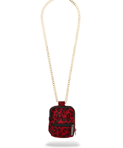 FUR RED LEOPARD BACKPACK CHAIN
